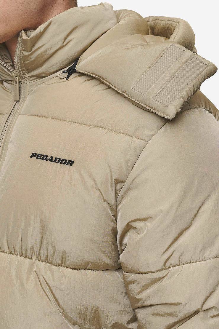 Pegador Marten Crushed Puffer Jacket Beige