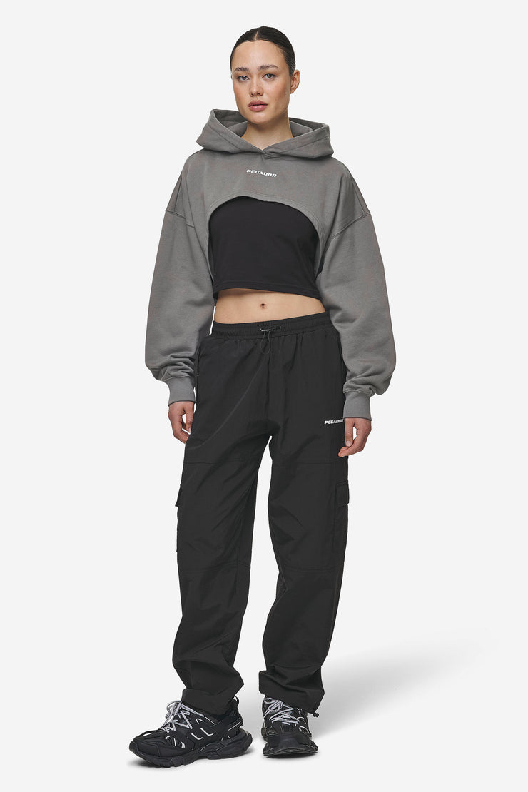 Pegador Mina Super Cropped Hoodie Washed Deep Grey