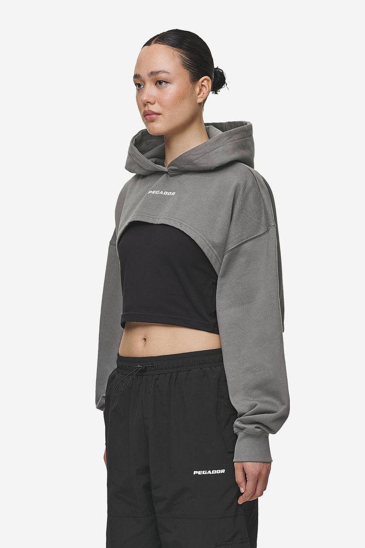 Pegador Mina Super Cropped Hoodie Washed Deep Grey