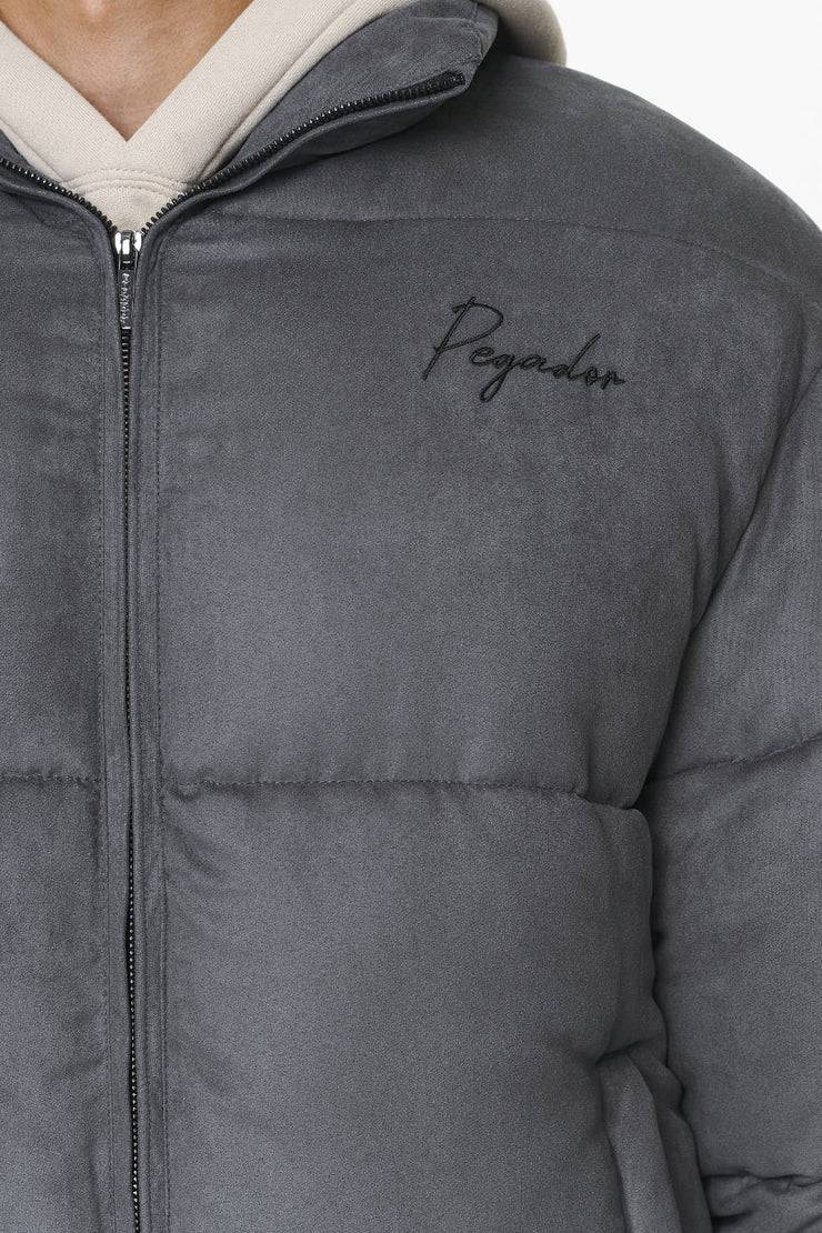 Pegador Neum Suede Puffer Jacket Dark Grey