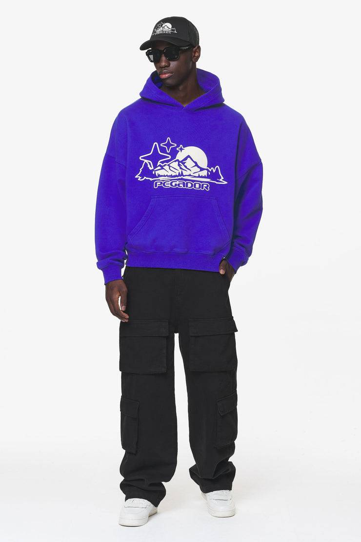 Pegador Pansy Boxy Hoodie Washed Endless Blue