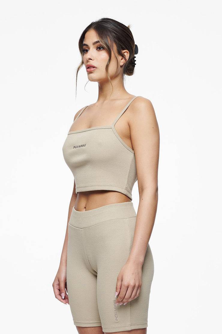 Pegador Ruby Rib Crop Top Vintage Washed Espresso