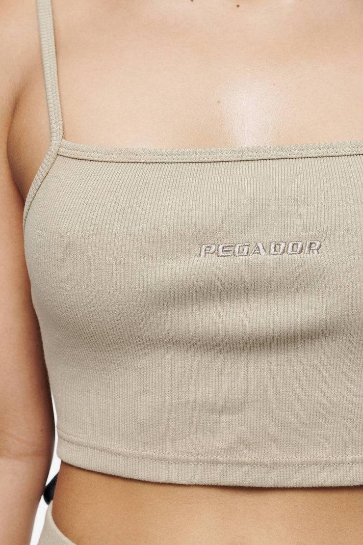 Pegador Ruby Rib Crop Top Vintage Washed Espresso