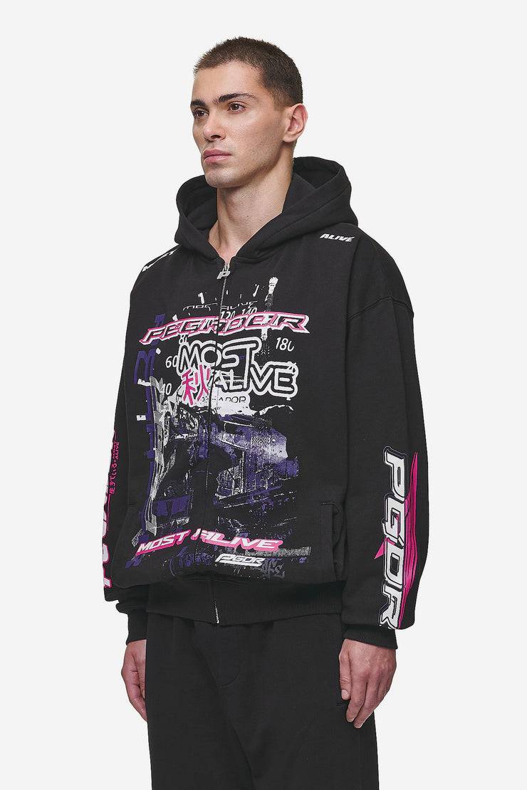 Pegador Saxon Oversized Sweat Jacket Washed Black