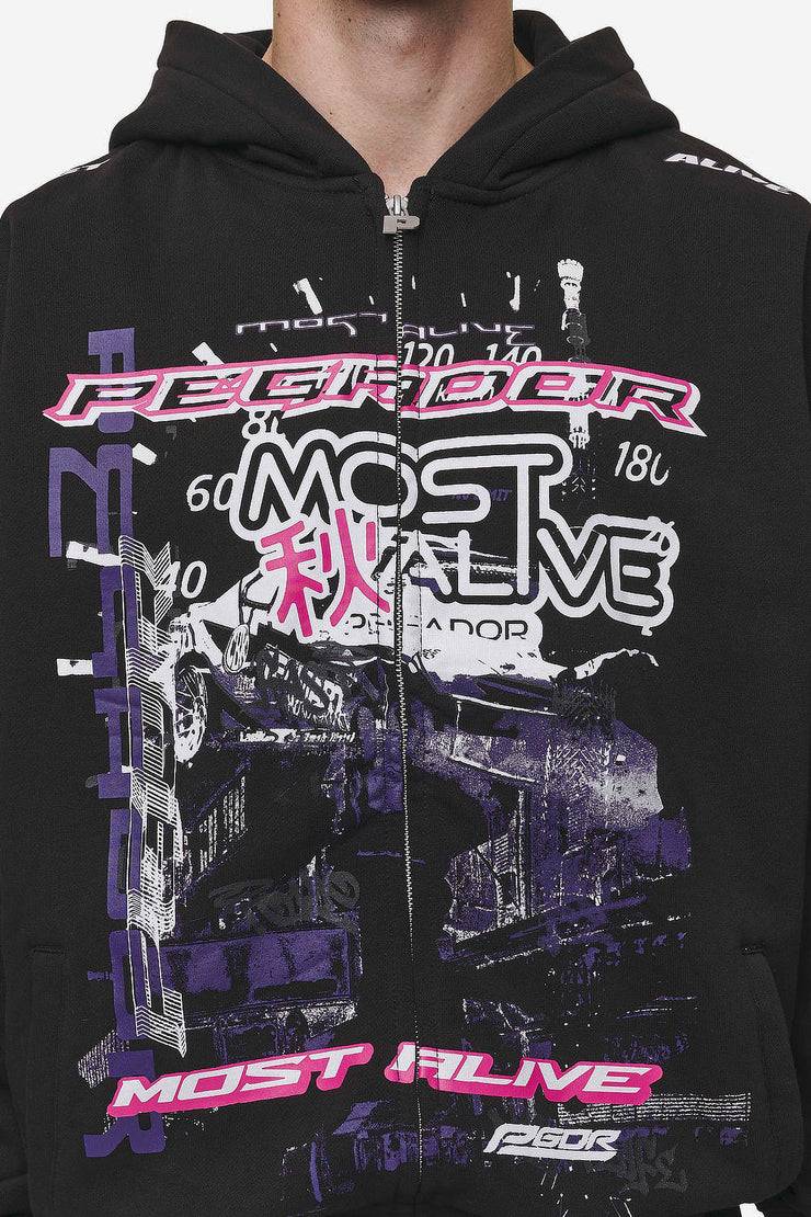 Pegador Saxon Oversized Sweat Jacket Washed Black