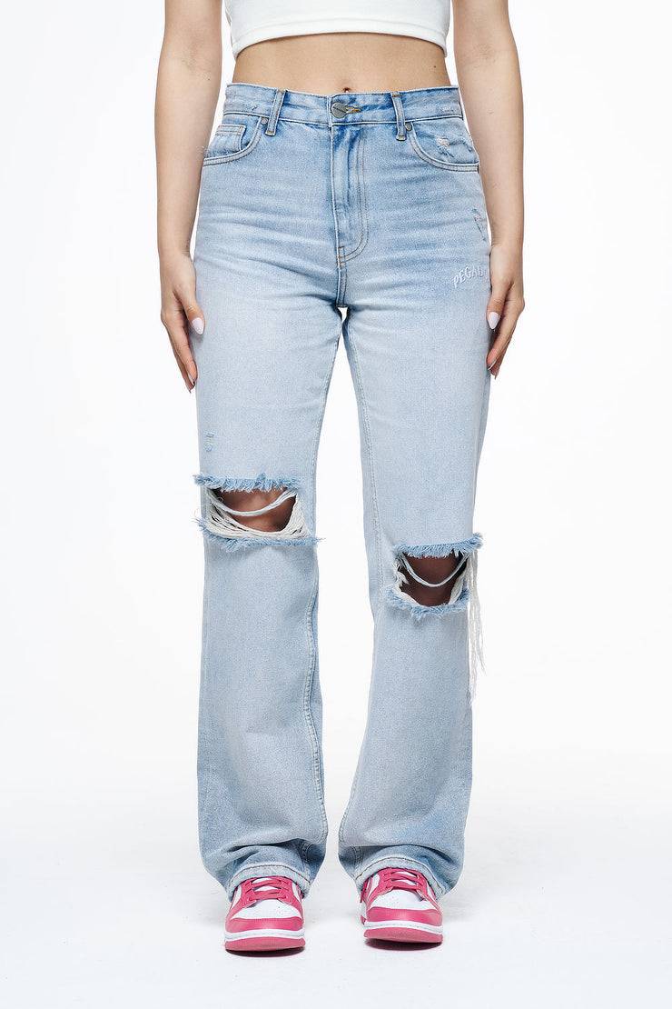 Pegador Soliera Distressed Wide Jeans Light Blue