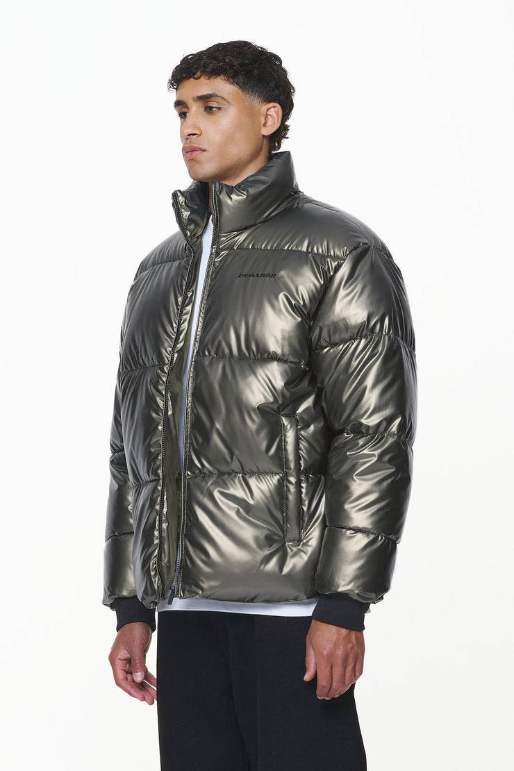 Pegador Solin Glossy Puffer Jacket Dark Chrome