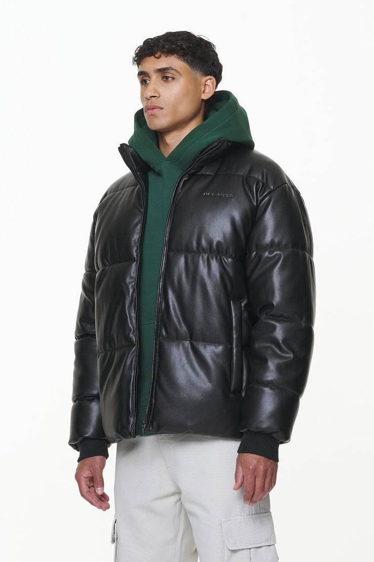 Pegador Solin Vegan Leather Puffer Jacket Black