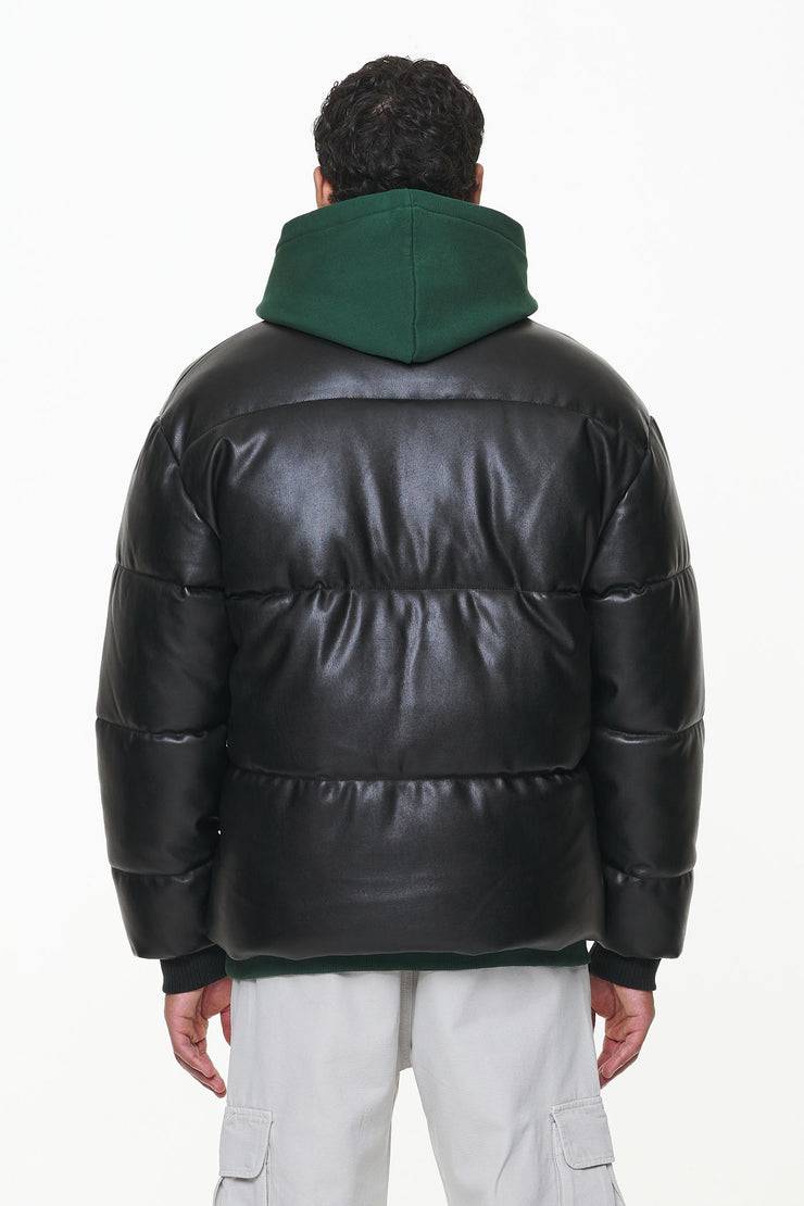 Pegador Solin Vegan Leather Puffer Jacket Black