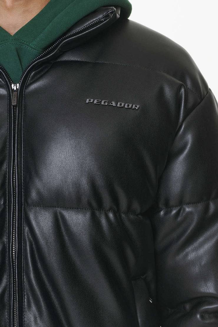 Pegador Solin Vegan Leather Puffer Jacket Black