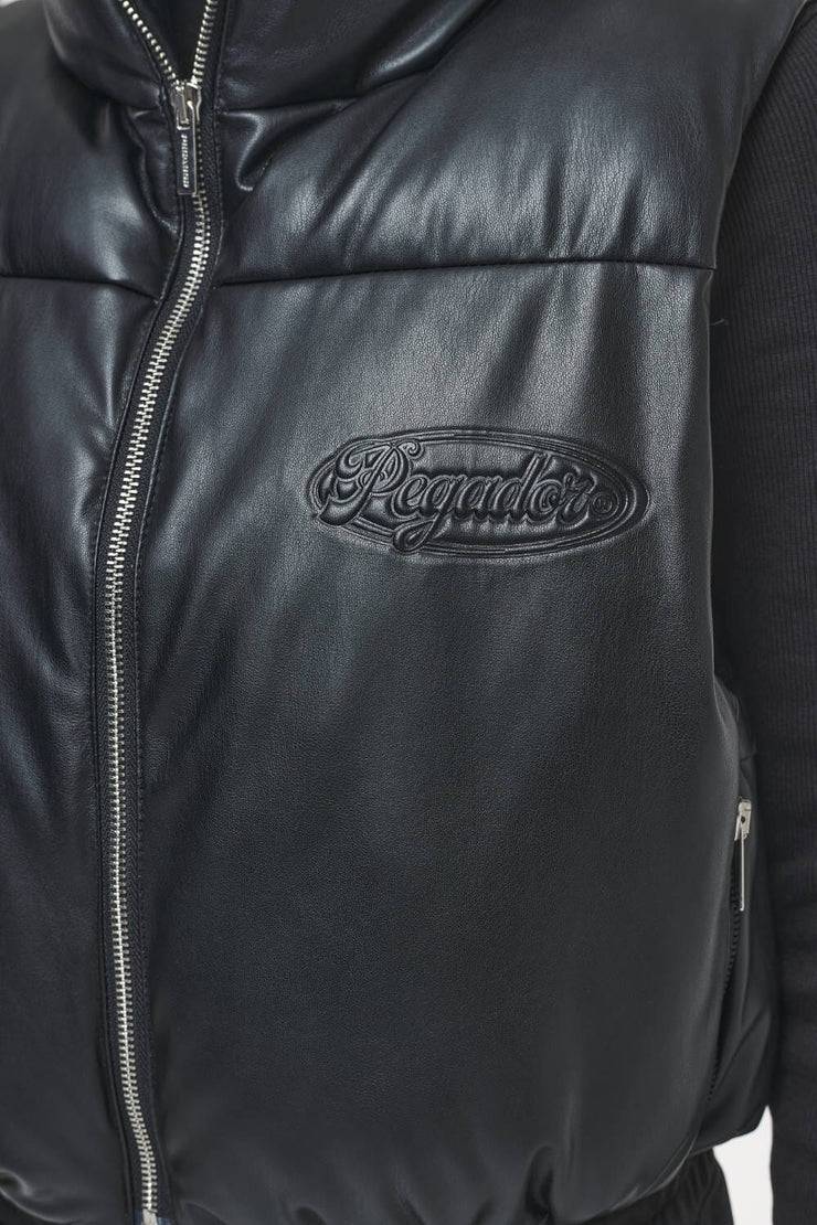 Pegador Zito Cropped Faux Leather Vest Black