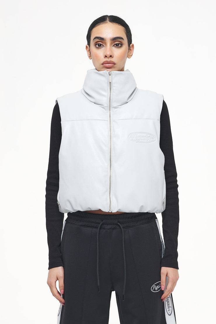 Pegador Zito Cropped Faux Leather Vest Quiet Gray