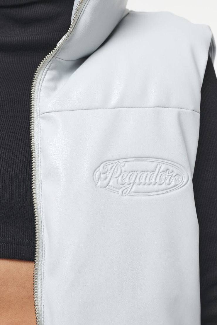 Pegador Zito Cropped Faux Leather Vest Quiet Gray