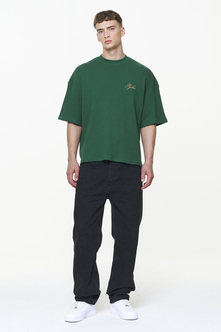 Pegador Quat Waffle Boxy Tee Vintage Washed British Green