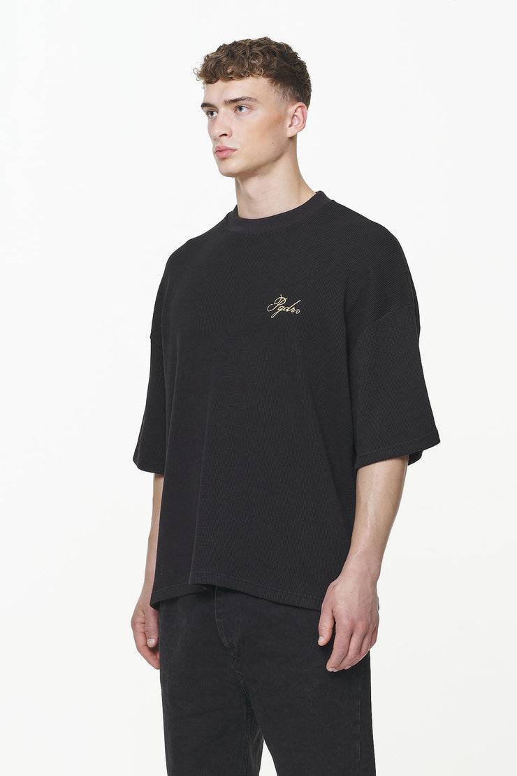 Pegador Quat Waffle Boxy Tee Vintage Washed Onyx Black