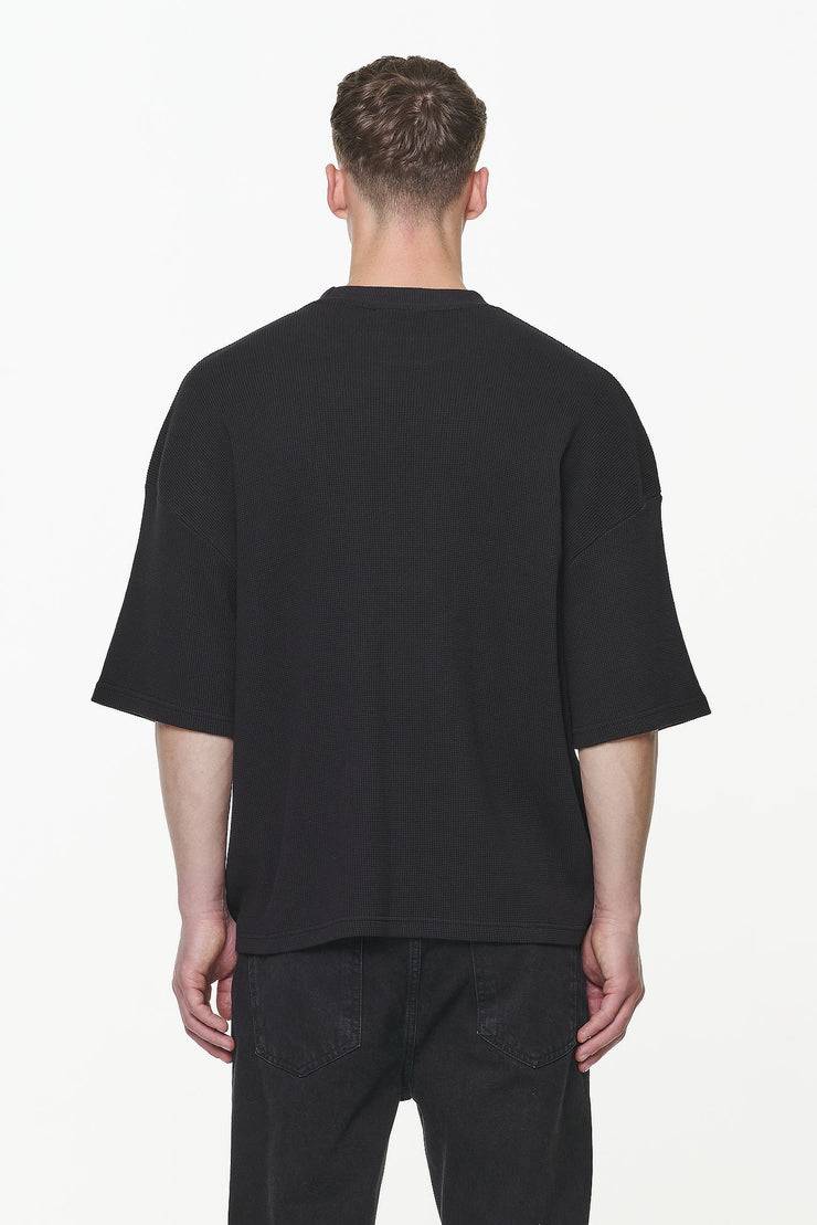 Pegador Quat Waffle Boxy Tee Vintage Washed Onyx Black