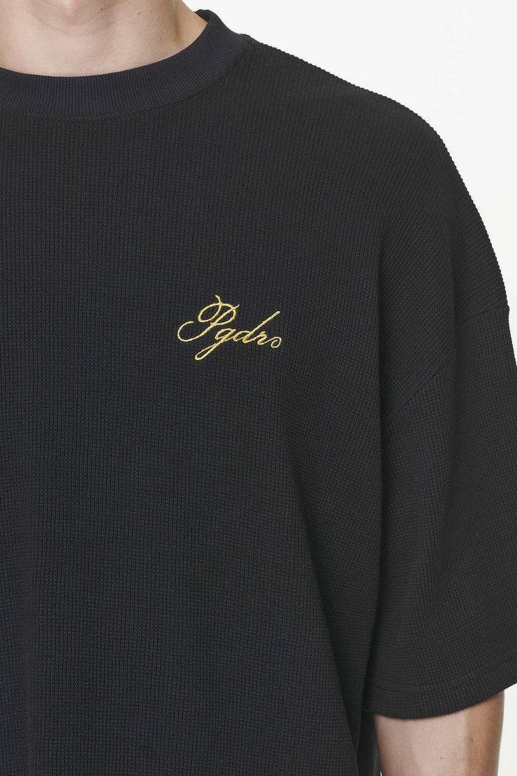 Pegador Quat Waffle Boxy Tee Vintage Washed Onyx Black