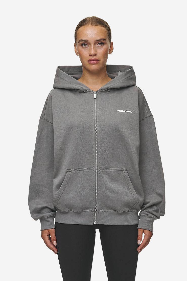 Pegador Ramira Oversized Sweat Jacket Washed Deep Grey White