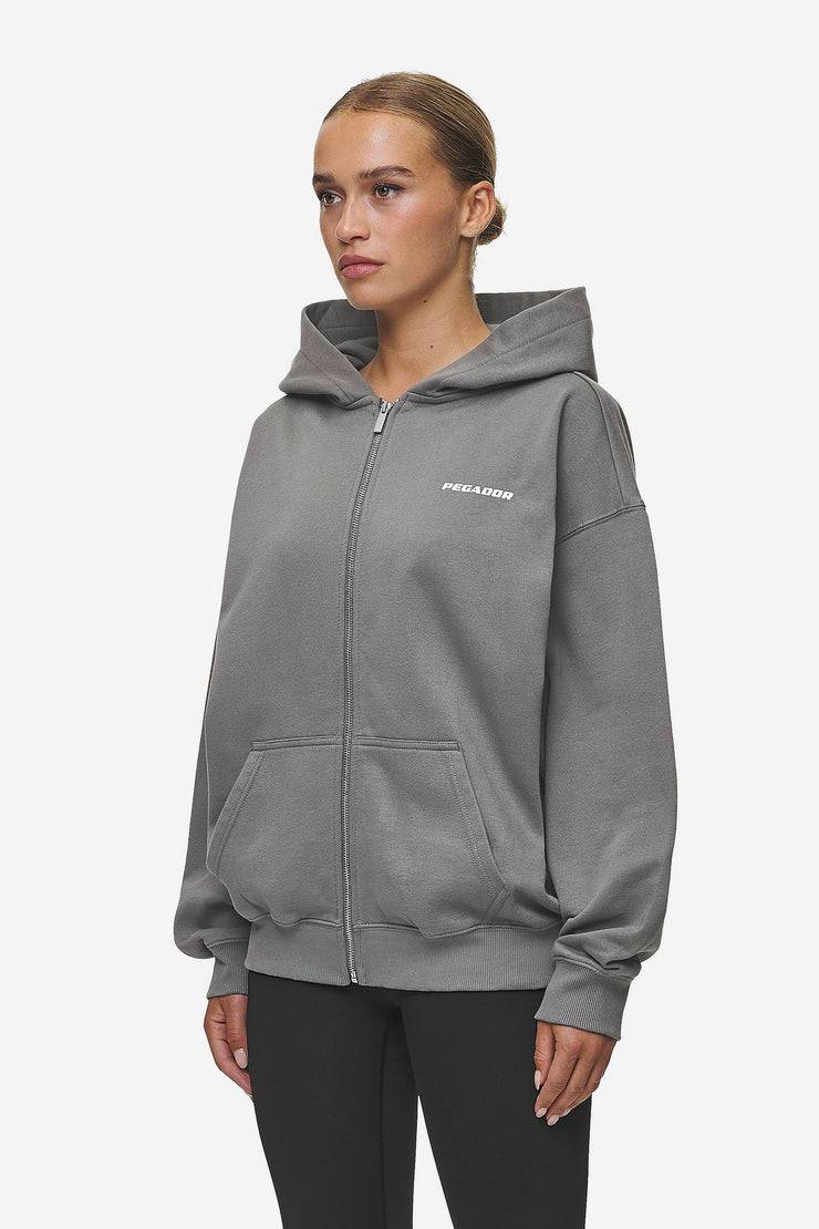 Pegador Ramira Oversized Sweat Jacket Washed Deep Grey White