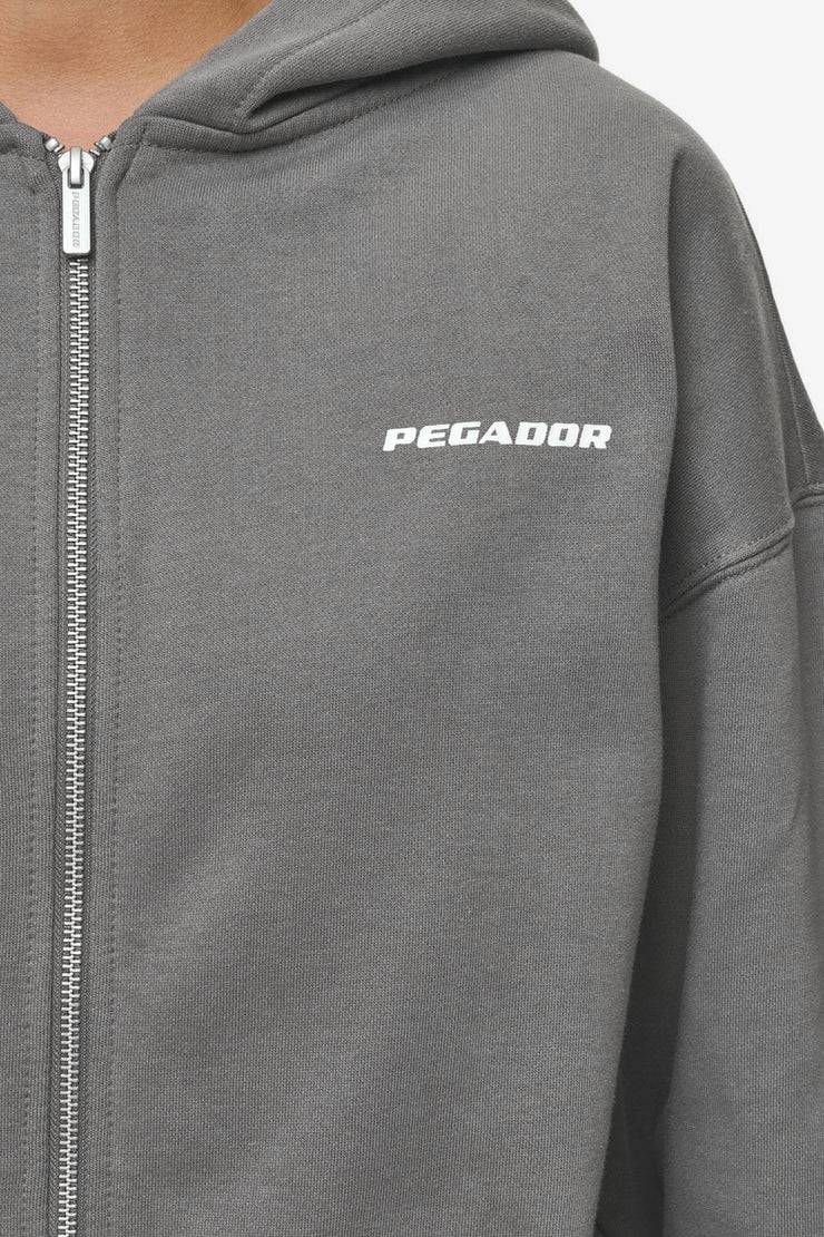 Pegador Ramira Oversized Sweat Jacket Washed Deep Grey White