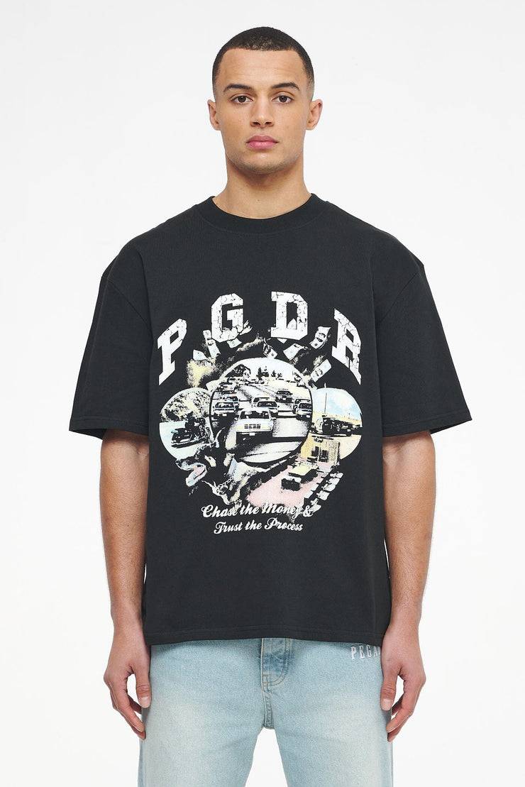 Pegador Reid Oversized Tee Vintage Washed Black Ink