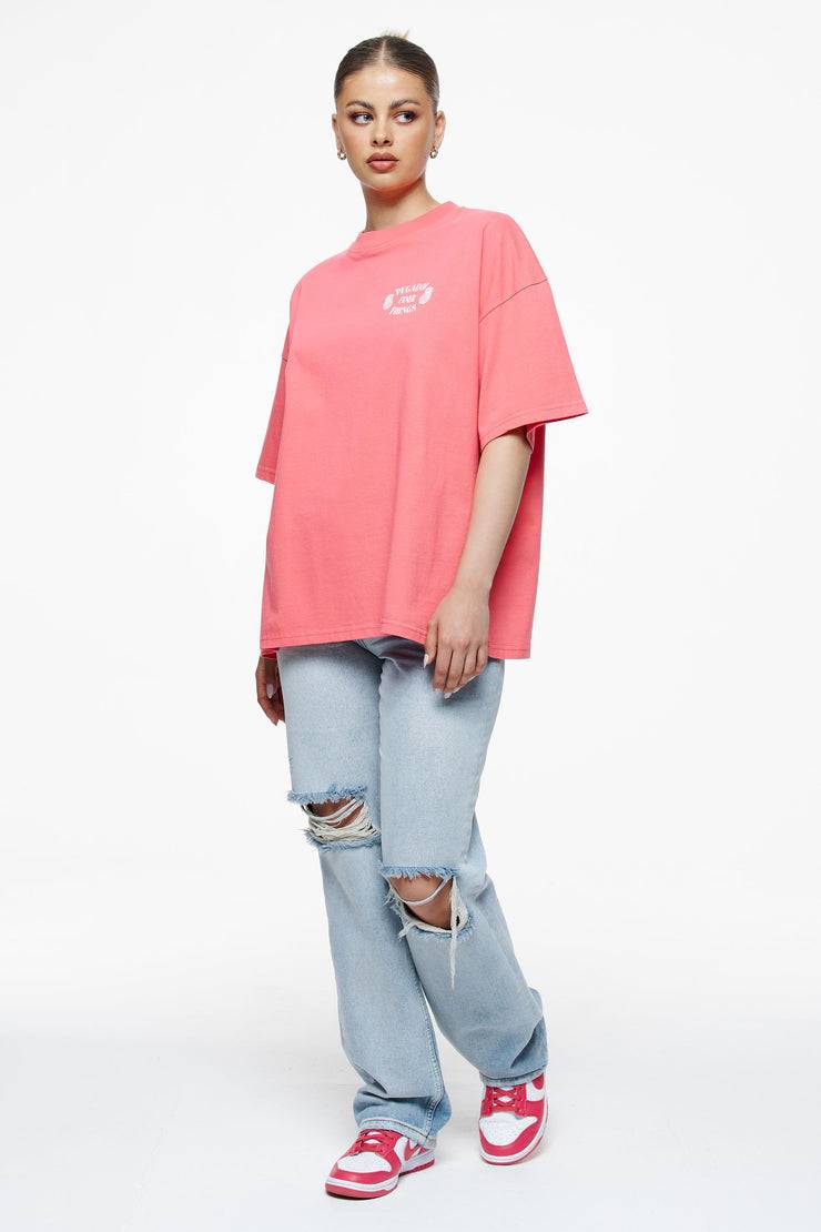 Pegador Roma Heavy Oversized Tee Vintage Washed Strawberry