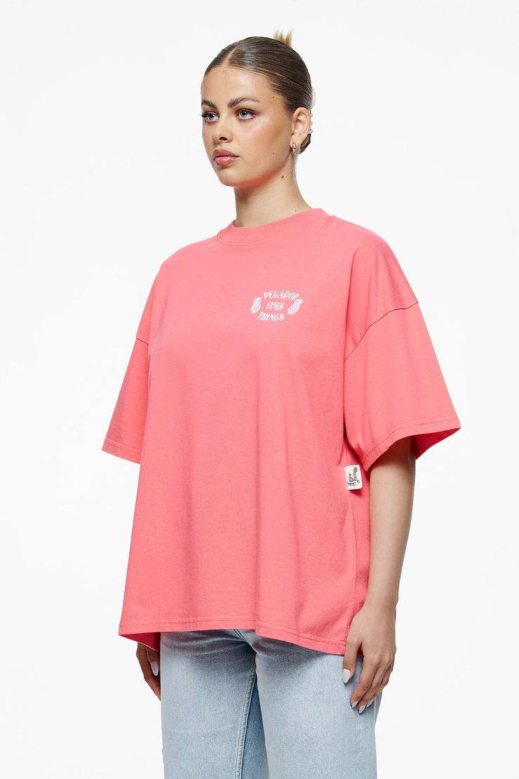 Pegador Roma Heavy Oversized Tee Vintage Washed Strawberry