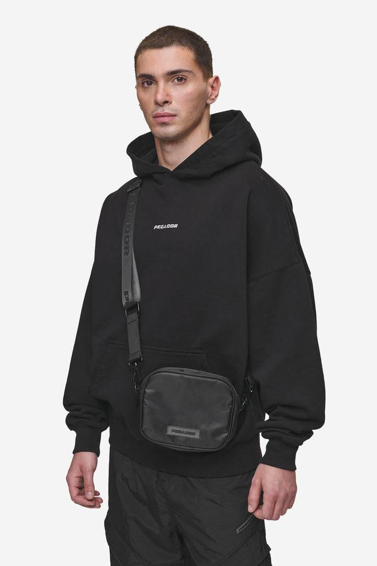 Pegador Rubber Logo Patch Nylon Shoulder Strap Bag Black