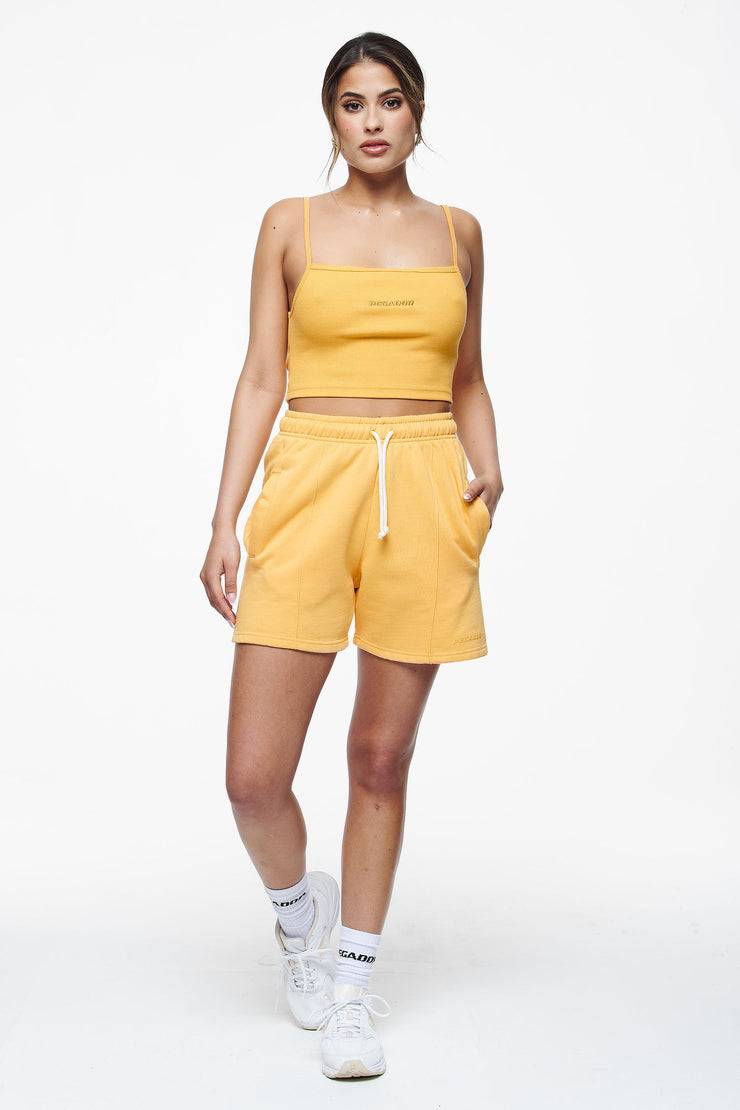 Pegador Ruby Rib Crop Top Vintage Washed Golden Sun