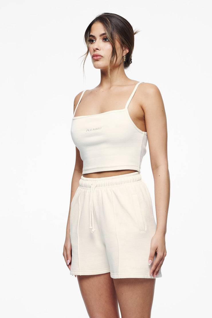 Pegador Ruby Rib Crop Top Vintage Washed Unbleached