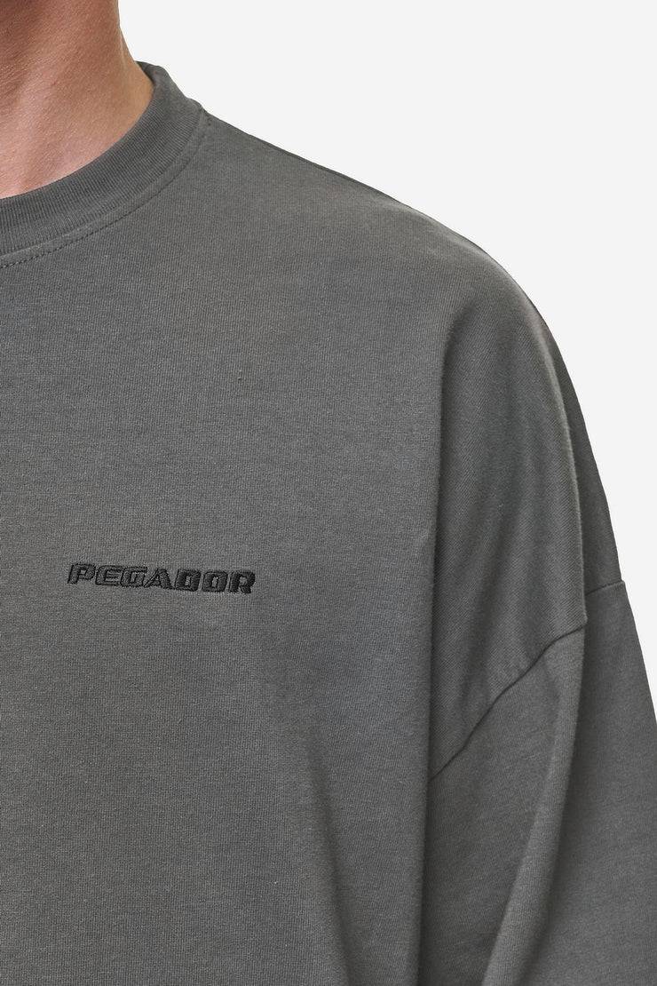 Pegador Rusk Logo Oversized Longsleeve Washed Anthracite