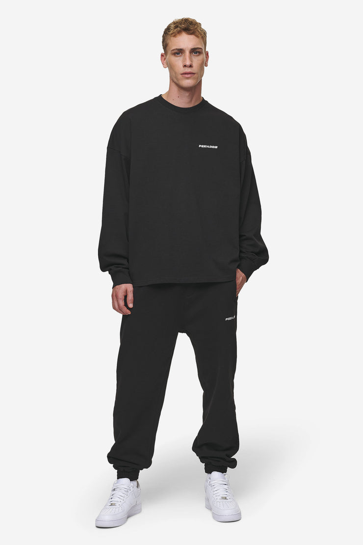 Pegador Rusk Logo Oversized Longsleeve Washed Black