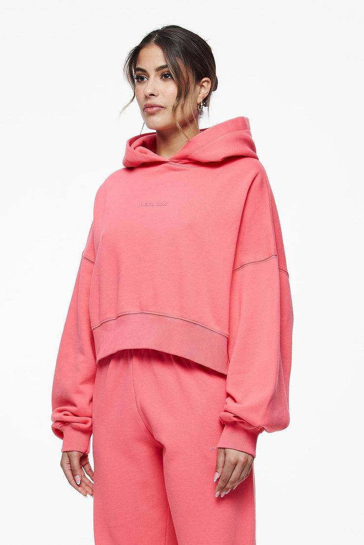 Pegador Salita Oversized Cropped Hoodie Vintage Washed Strawberry Gum