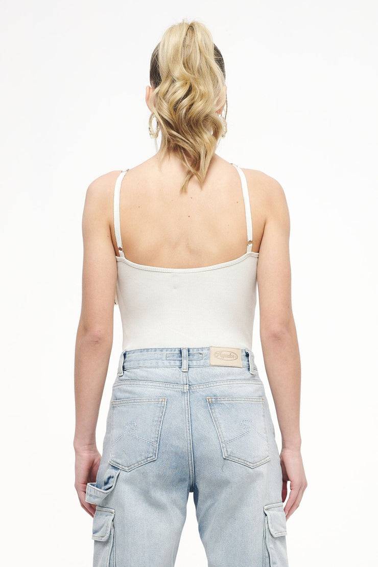 Pegador Santos Rib Neckholder Bodysuit Vintage Washed Angels Cream