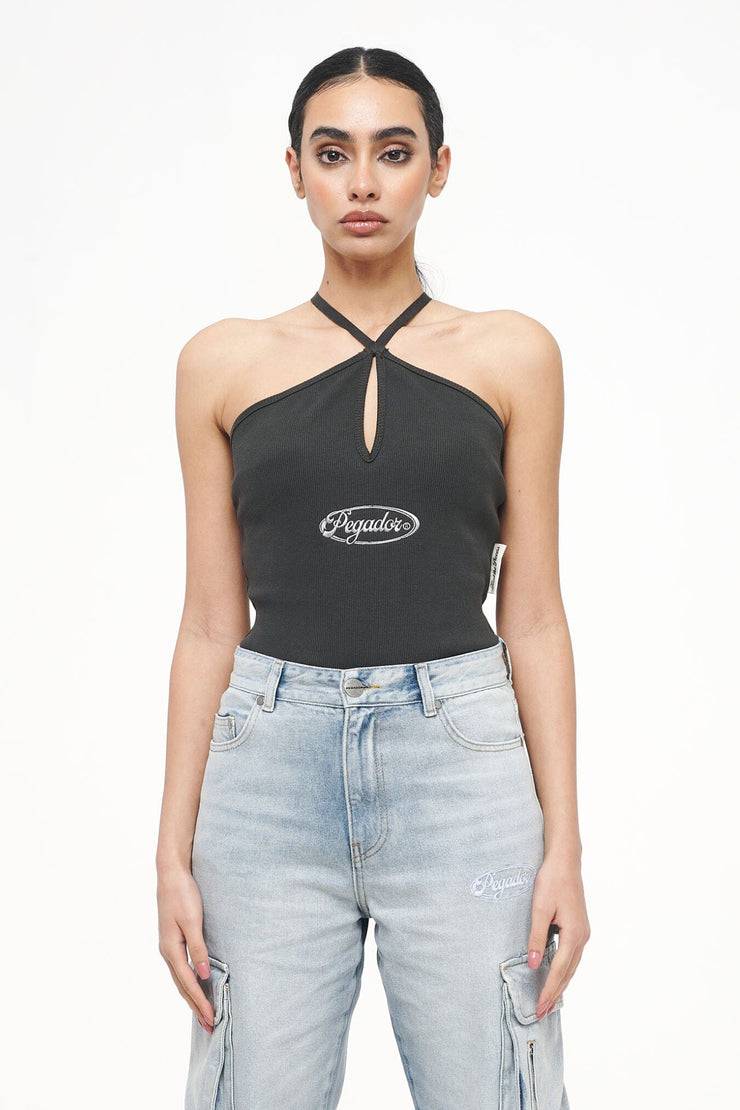 Pegador Santos Rib Neckholder Bodysuit Vintage Washed Iron Grey