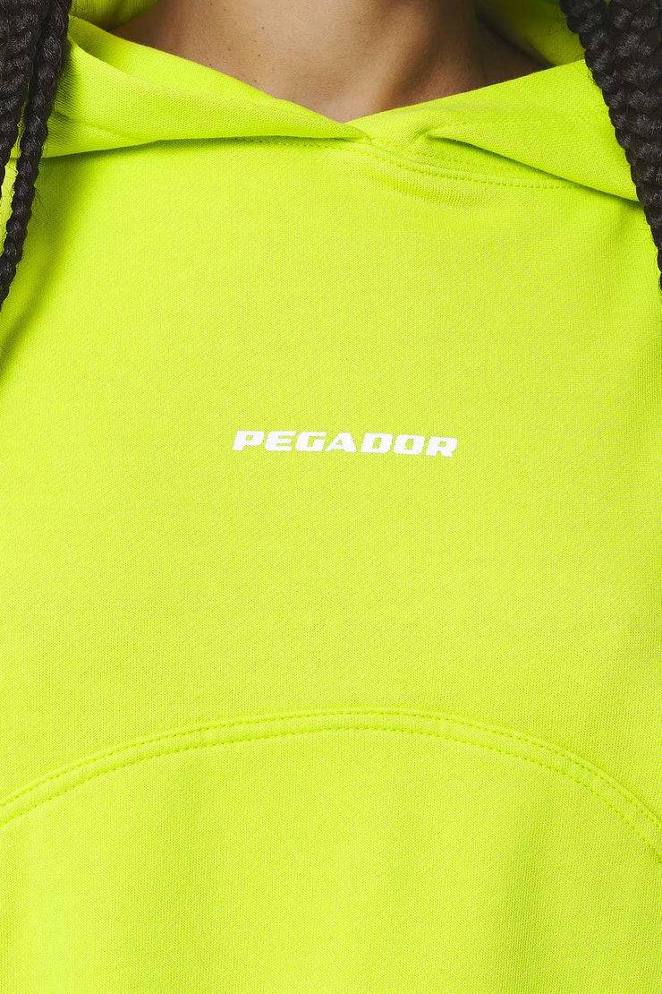 Pegador Skei Logo Oversized Cropped Hoodie Washed Lime Yellow