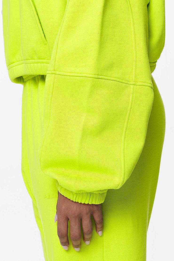 Pegador Skei Logo Oversized Cropped Hoodie Washed Lime Yellow