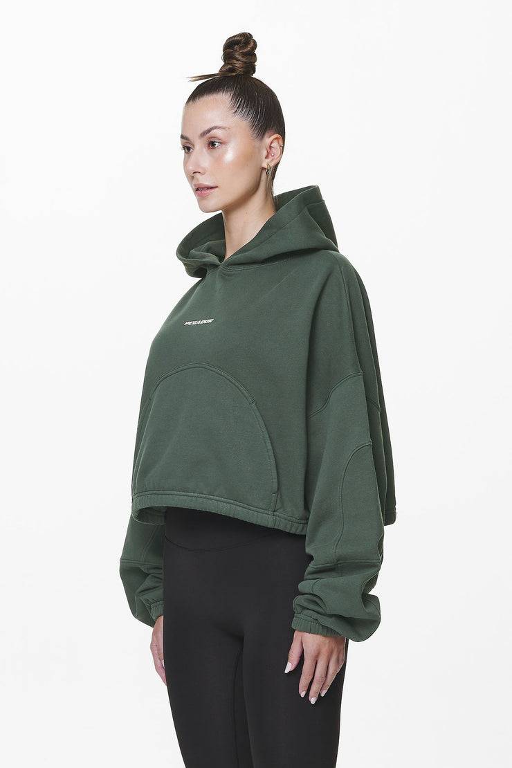 Pegador Skei Logo Oversized Cropped Hoodie Washed Sage Green
