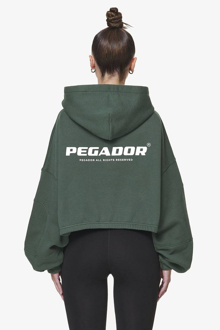 Pegador Skei Logo Oversized Cropped Hoodie Washed Sage Green