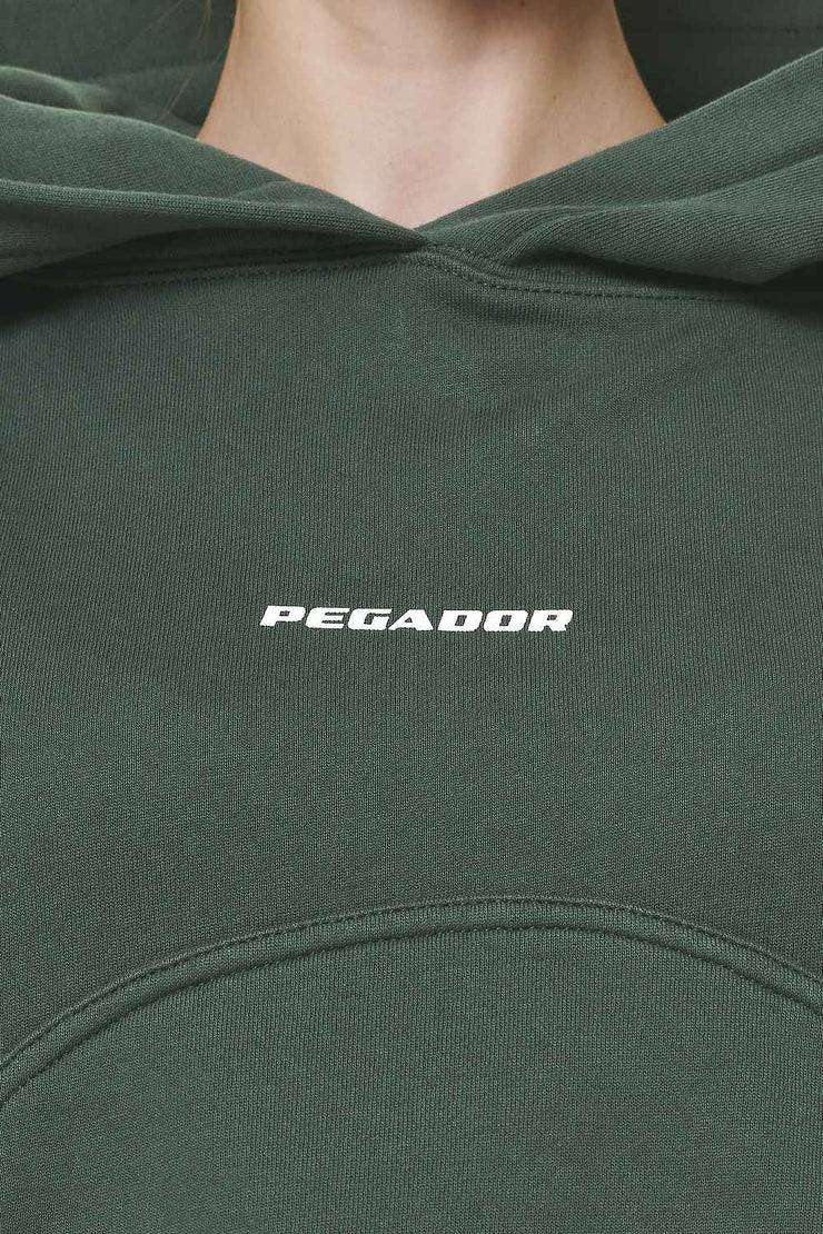 Pegador Skei Logo Oversized Cropped Hoodie Washed Sage Green