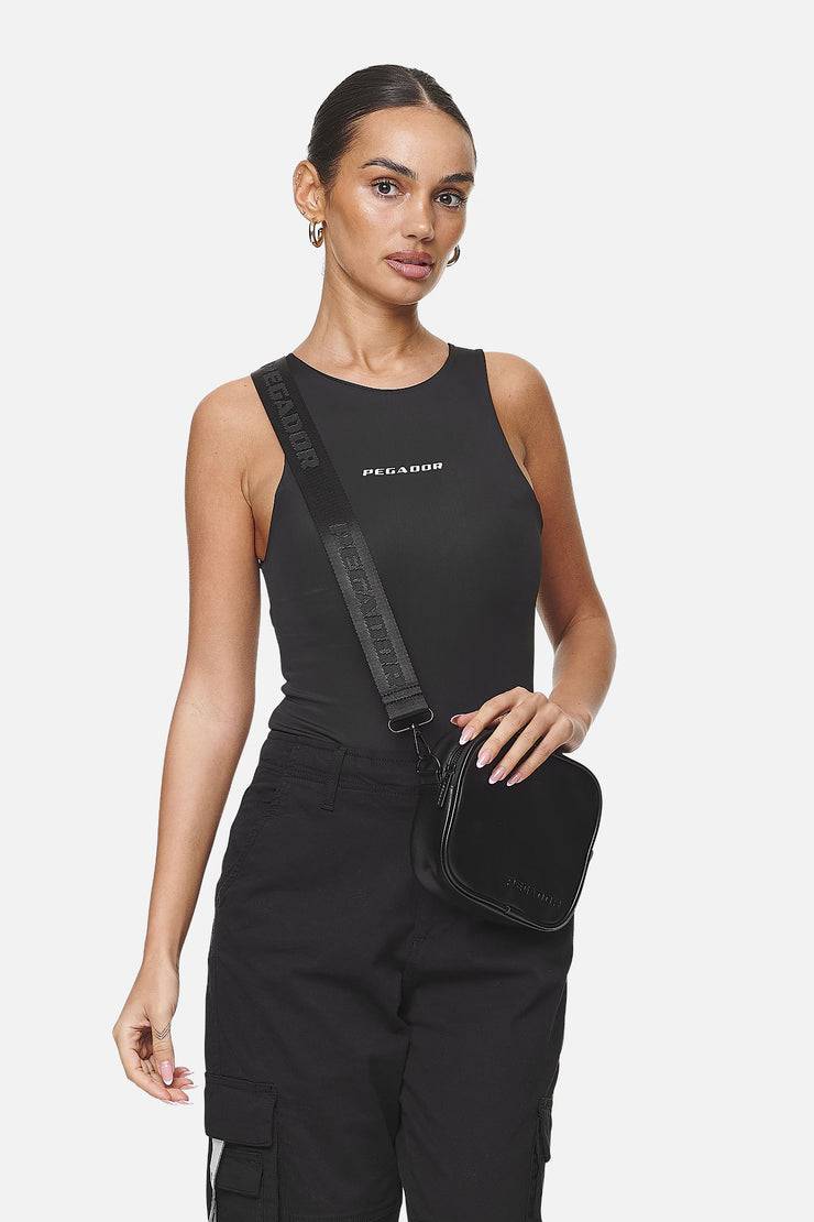 Pegador Skibo Logo Faux Leather Shoulder Strap Bag Black