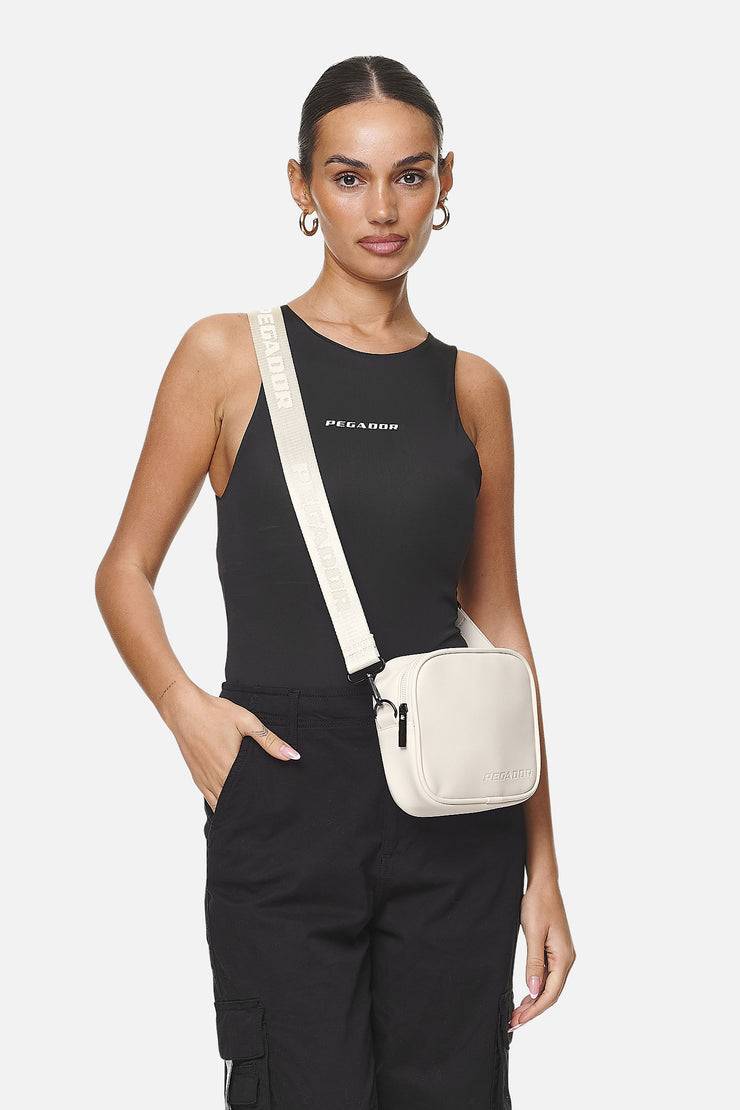 Pegador Skibo Logo Faux Leather Shoulder Strap Bag Desert Sand