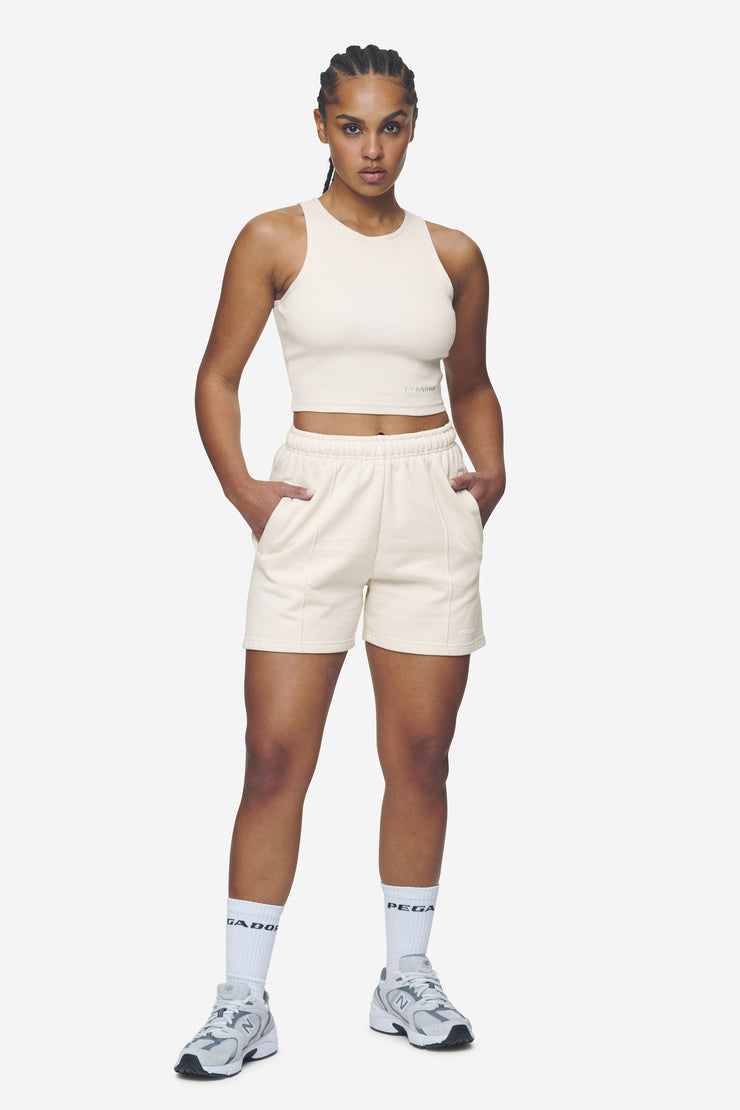 Pegador Sully High Waisted Shorts Washed Coast Sand White Gum
