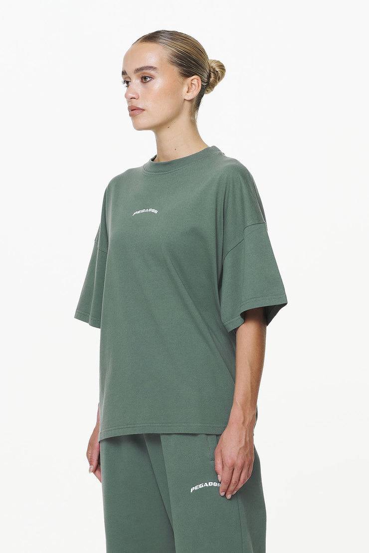 Pegador Thames Heavy Oversized Tee Vintage Washed Garden Green