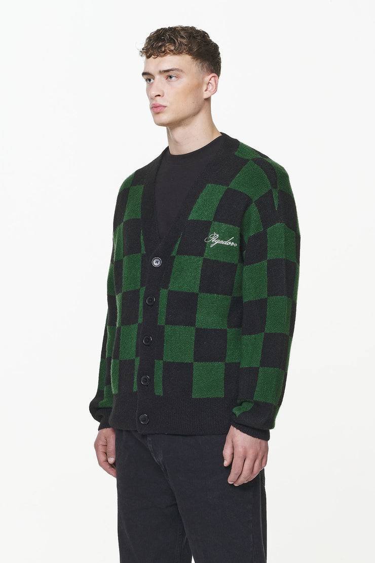 Pegador Todd Checkered Knit Cardigan Onyx Black British Green