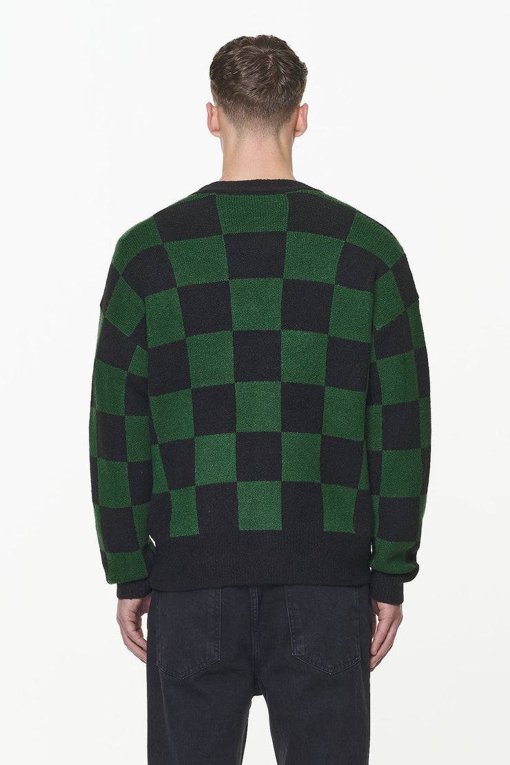 Pegador Todd Checkered Knit Cardigan Onyx Black British Green