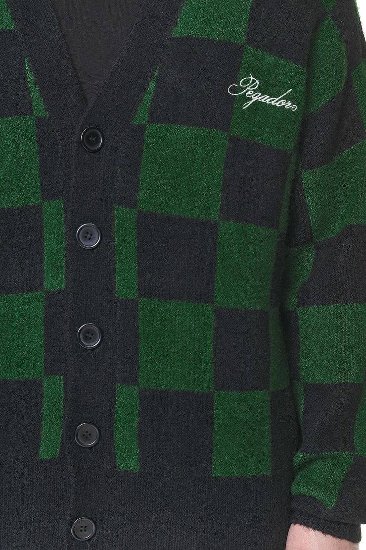 Pegador Todd Checkered Knit Cardigan Onyx Black British Green