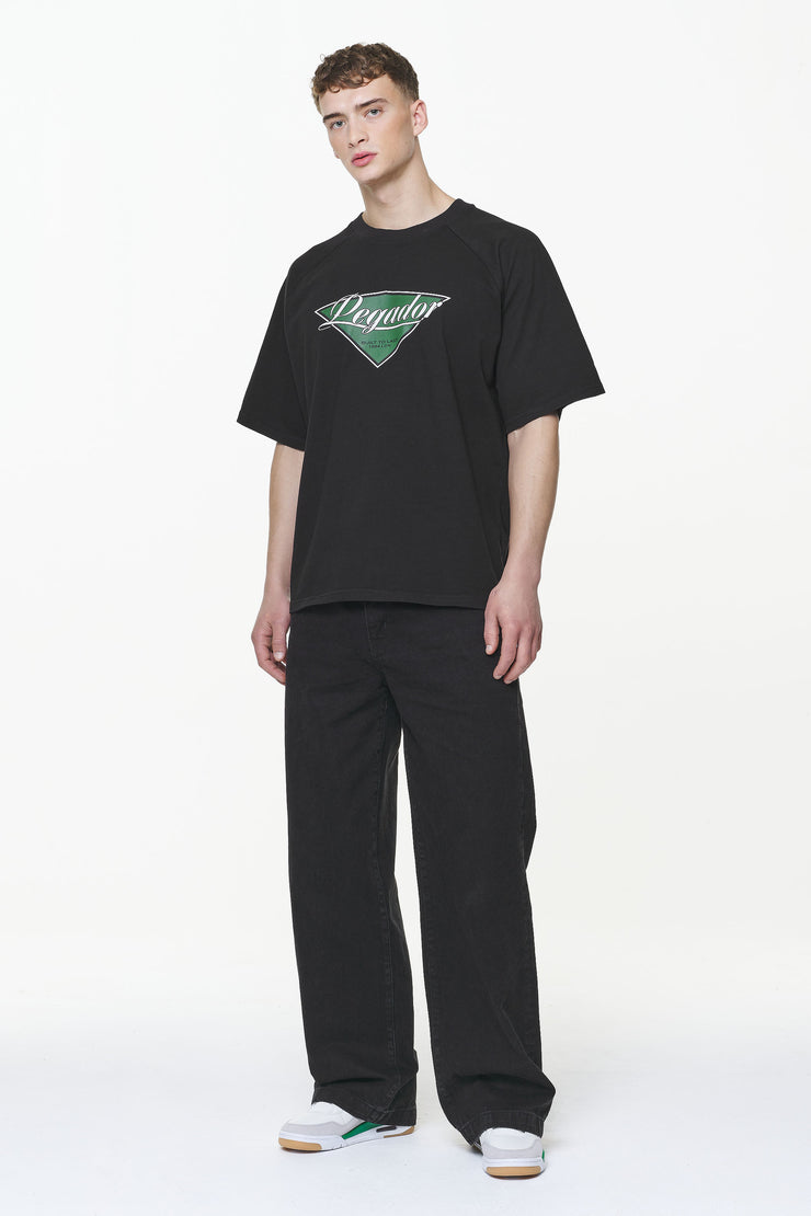 Pegador Trafford Raglan Boxy Tee Vintage Washed Onyx Black
