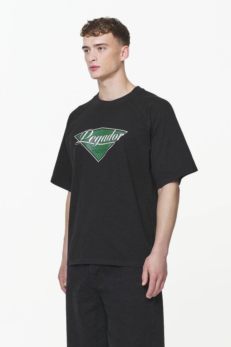 Pegador Trafford Raglan Boxy Tee Vintage Washed Onyx Black