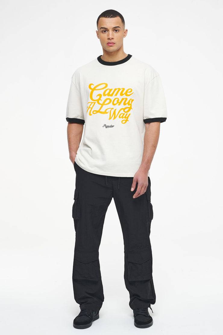 Pegador Trounce Oversized Ringer Tee Vintage Washed Angels Cream Black Ink